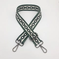 Ethnic style green and white woven wide strap with black chain pattern and metal hooks - C12 Pattern (Gunmetal Hook)