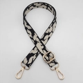 Adjustable black and white leopard jacquard bag strap with gold metal hardware - Black Off-white