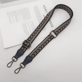 Adjustable wide woven shoulder strap with geometric chevron pattern and metal hooks - Graphite Grey (Gunmetal Hook)