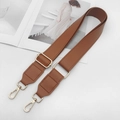 Adjustable brown PU leather replacement shoulder strap with gold metal lobster clasps - Brown