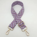 Ethnic geometric woven shoulder strap with purple wave pattern and gold metal hardware - Light Purple / Gold