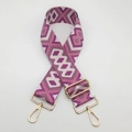 Ethnic style purple and pink nylon strap with gold metal hooks and geometric pattern - Deep Pink with Purple Gold Thread and Gold Hook