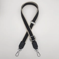 Tracolla intrecciata nera regolabile con bordo beige e moschettoni in metallo argento - Nero con Bordo Beige (Gancio Argentato)