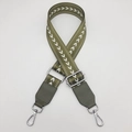Tracolla regolabile verde in tessuto per borsa piccola con motivi freccia e ganci argento - Cinturino Verde Militare con Pelle Verde Foresta e Gancio Argentato