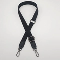 Adjustable black woven shoulder strap with dark gunmetal hardware and lobster clasps - Solid Black (Gunmetal Hook)