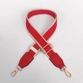 Adjustable red woven bag strap with geometric pattern and golden metal lobster clasps - Red With Beige Edge