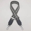 Adjustable wide canvas replacement strap with grey chevron pattern for crossbody bags - Gray Strap with Graphite Gray Leather and Silver Hook
