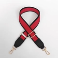 Adjustable wide replacement bag strap in red and black with gold metal hooks - Red With Black Edge