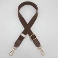 Adjustable dark brown cotton shoulder strap with golden metal lobster clasps for handbags - Dark Khaki