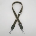 Adjustable olive green geometric pattern crossbody strap with silver metal buckles - Army Green (Silver Hook)