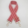 Bandoulière tissée rouge et blanc de 5 cm avec crochets dorés et boucle de réglage - Quincaillerie Dorée / Rouge & Blanc