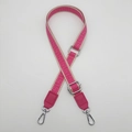 Adjustable 2.5cm peach pink woven bag strap with geometric pattern and PU leather - Rose Red (Silver Hook)