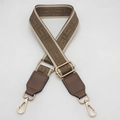 Adjustable brown and khaki meander pattern woven strap with gold metal lobster clasps - Dark Khaki With Beige Edge