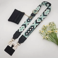 Ethnic geometric green woven phone strap with matching mini purse and gold metal hooks - Black Light Green Gold Hook Set