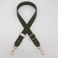 Detail of army green nylon shoulder strap with gold lobster clasps and adjustable buckle - Army Green