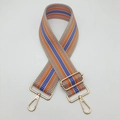 5cm ethnic style woven bag strap with geometric patterns and adjustable gold metal hooks - Orange Blue