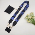 Geometric woven shoulder strap with black leather mini pouch and gold-tone metal hardware - Black Blue Gold Hook Set