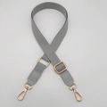Adjustable 2.5cm grey cotton fabric shoulder strap with gold metal lobster clasps - Gray