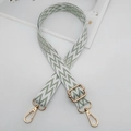 Verstellbarer grün-weißer Gurt mit geometrischem Stickmuster und goldenen Metallteilen - Silberner Haken / Matcha Grün Weiß