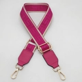 Adjustable rose red Greek key pattern shoulder strap with golden metal lobster clasps - Rose Red With Beige Edge