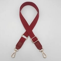 Adjustable burgundy cotton strap with gold metal buckles and PU leather ends for handbags - Burgundy