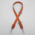 Adjustable orange and beige geometric nylon shoulder strap with silver metal buckles - Orange Webbing Orange Leather + Silver Hook