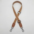 Adjustable brown and beige geometric pattern bag strap with gunmetal hardware hooks - Brown (Gunmetal Hook)