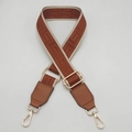 Adjustable brown geometric patterned strap with gold metal swivel clasps and leather ends - Brown With Beige Edge