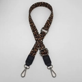 Adjustable 2.5cm leopard print crossbody strap with black leather ends and metal hooks - No.2 Black Leather Gunmetal Hook