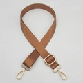 Caramel brown adjustable nylon shoulder strap with gold alloy lobster clasps for handbags - Gold Hook / Brown