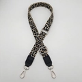 Adjustable leopard print wide shoulder strap with silver lobster hooks for crossbody bags - No.3 Black Leather Silver Hook