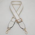 Adjustable cream white 3.8cm replacement shoulder strap with gold lobster clasps - White With Apricot Edge