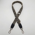 Adjustable leopard print bag strap with black PU leather ends and dark metal clips - No.3 Black Leather Gunmetal Hook