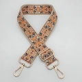 Bohemian orange and brown jacquard woven replacement strap with gold metal hardware - Orange on Beige