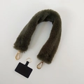 Olive green plush phone strap with golden lobster clasps and black connection patch - Army Green