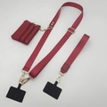 Rood nylon telefoonkoord met klein tasje met ritssluiting en gouden metalen haken - 140cm / Wijnrood Gouden Haak