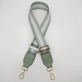 Detail of mint green adjustable strap with silver glitter stripes and gold lobster clasps - Gold Hook / Matcha Green Silver Thread + Matcha Green Leather
