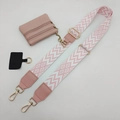 Universal adjustable shoulder strap with pink wave pattern and matching mini coin purse - Pink