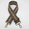 Ethnic wide adjustable bag strap with geometric rhombus pattern and bronze hardware - Coffee Beige Black Rhombus (Style 6)