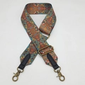 Tracolla regolabile in stile boho con motivi geometrici colorati e ganci in bronzo - Pelle Nera Fibbia Bronzo