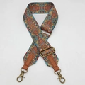 Tracolla bohémien colorata con motivi geometrici e ganci in metallo bronzato - Pelle Marrone Fibbia Bronzo