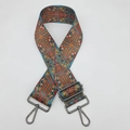 Detail of bohemian woven bag strap with colorful geometric patterns and black metal hooks - Universal Gunmetal Hook