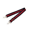 Verstellbarer gewebter Nylon-Schultergurt mit roten Streifen und Gold-Metallschnallen - Goldschnalle / Blau-Rot-Blau