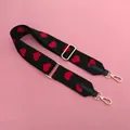 5.2cm wide black replacement shoulder strap with red heart embroidery and gold hardware - Style 4 (Wide/Leather Trim) Gold Clasp