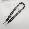 Adjustable black and white wavy pattern crossbody shoulder strap with silver hardware - [N-Style] Black White (Black Leather Silver Hook)