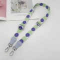 Adjustable woven shoulder strap with purple and green polka dots and silver metal hooks - Taro Purple (Silver Hook)
