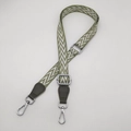 Adjustable green and white wave pattern textile shoulder strap with silver hooks - [N-Style] Matcha Green (Forest Green Leather Silver Hook)