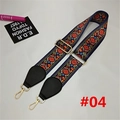 Close-up of bohemian jacquard strap with gold hardware and black leather connectors - Width: 5.2 / Jacquard Ethnic (#04)