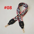 Detail view of ethnic geometric pattern bag strap with gold metal lobster clasps - #08 Style (Gold Buckle)