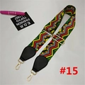 Detail of adjustable colorful woven nylon wide strap with gold hardware and leather ends - Width: 5.2 / Colorful Geometric Wave (#15)